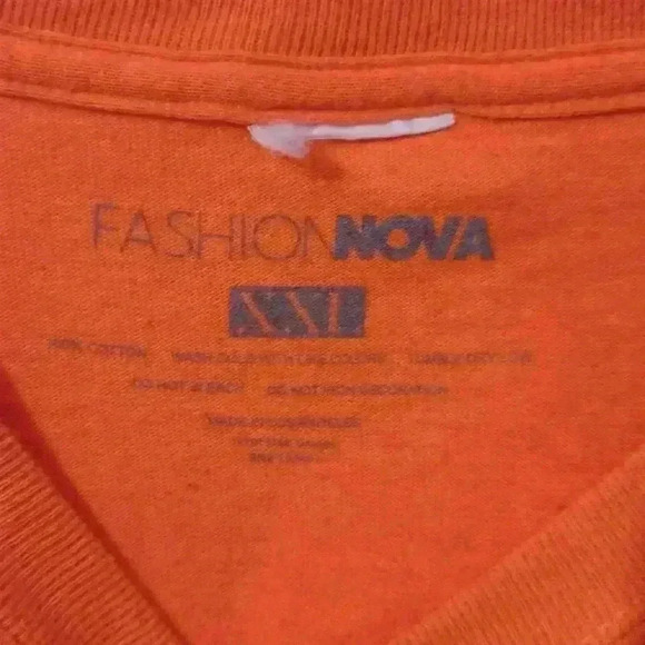 Fashion Nova Print Graphic Men's T Shirt Orange Short Sleeve Size XXL Cotton - Picture 4 of 7